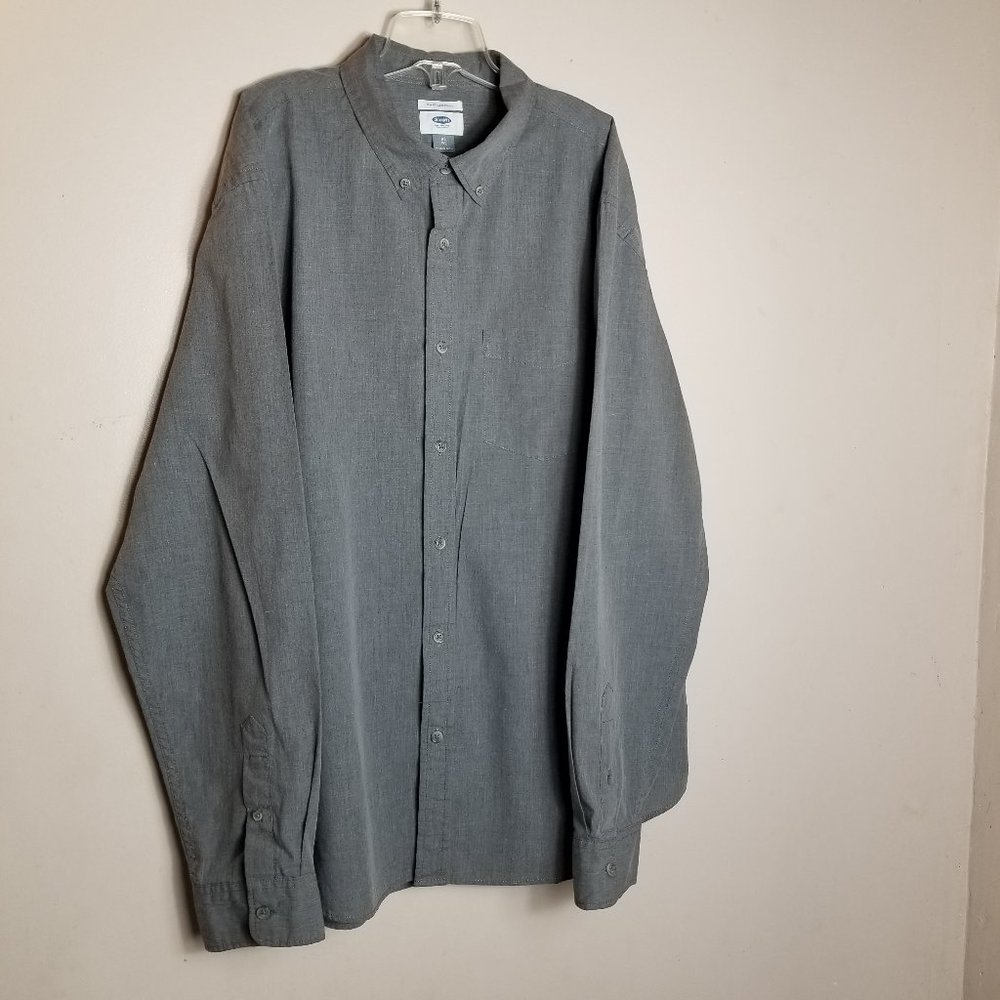 Old Navy Shirt Mens Size XL X-Large Gray Slim Fit Button Down Long Sleeve